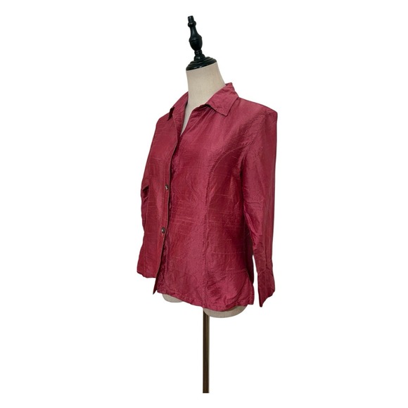 Anu By Natural Raw Silk Button Up Top Pink Sz M Capsule Basic Luxury Minimalist - Picture 3 of 9